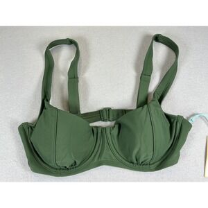 Kona Sol Olive Green Underwire Bikini Top Womens M 8-10 NWT Resort Swim